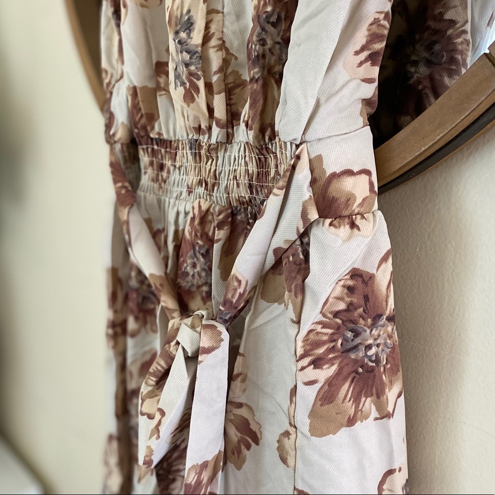 Stone Beige Floral Choker Romper (101) - Picture 7 of 12
